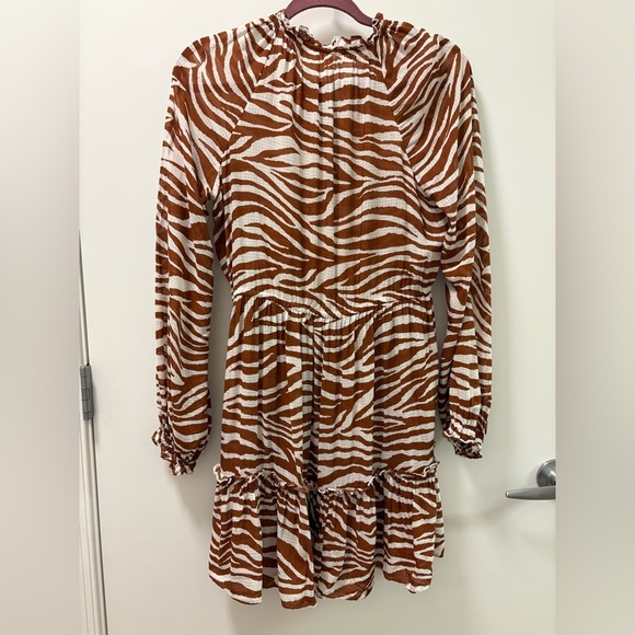 Veronica Beard Danica Tasseled Gathered Animal Print Mini Dress Size S - Picture 6 of 12